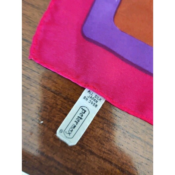 Vintage Peter Max Silk Scarf Bandana Geometric Pop Art Mod Circles Japan 20" - Picture 3 of 4